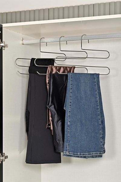 Edora Home Dulap argintiu cu 10 pantaloni și șaluri cu 3 niveluri - Umeraș din metal inoxidabil