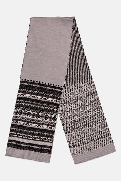 Michael Kors Women Metallic Fair Isle Scarf 28 L x 175 H cm, Grey Combo