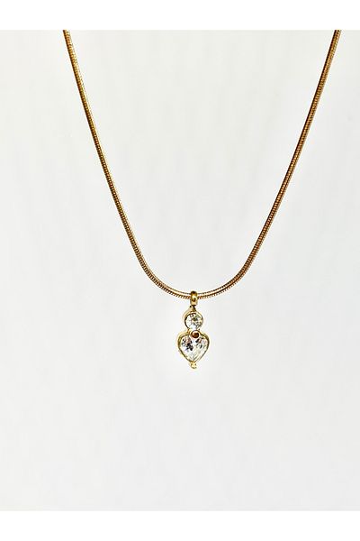 Store Simple Miniature Zircon Stone Heart Steel Necklace