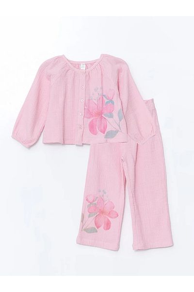 LC Waikiki Lcw Baby Pink Drawstring Girls' Shirts and Pants 2Pcs