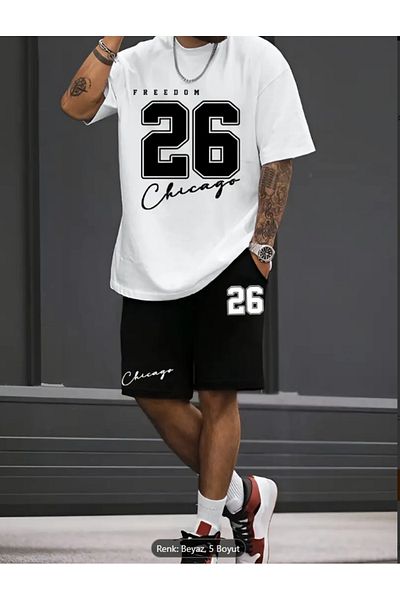Derays 26 Έντυπη Άνετη Εφαρμογή Oversize Ανδρικό Κάτω Επάνω Χρωματιστό Σετ