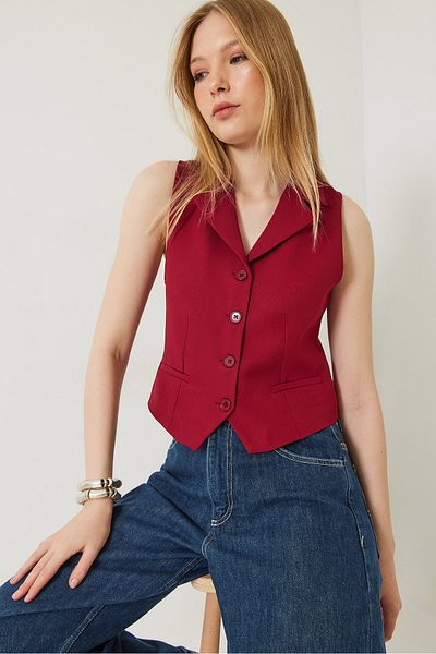 Bianco Lucci Women's Shirt Collar Vest 60229 60271013