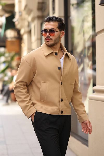 gm giyimarket Ανδρικό παλτό με στάμπα Oversize
