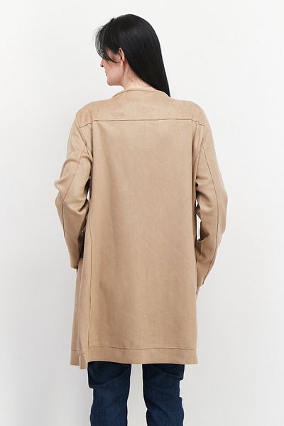 Carmen Marc Valvo Women Round Neck Plain Cardigan, Tan