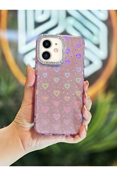 OSG iPhone 11 Uyumlu Işıkta Renk Değiştiren Kalp Desenli Darbe Emici Premium ...
