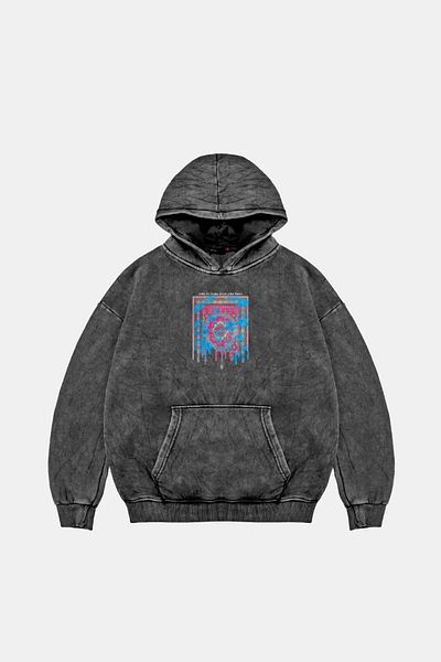 Bak Moda Υγρό ρολό εμπριμέ Oversize Unisex Washable Black Hoodie