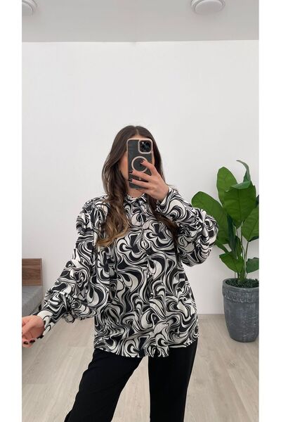 Nazline Жіноча довга сорочка з довгими рукавами та ґудзиками