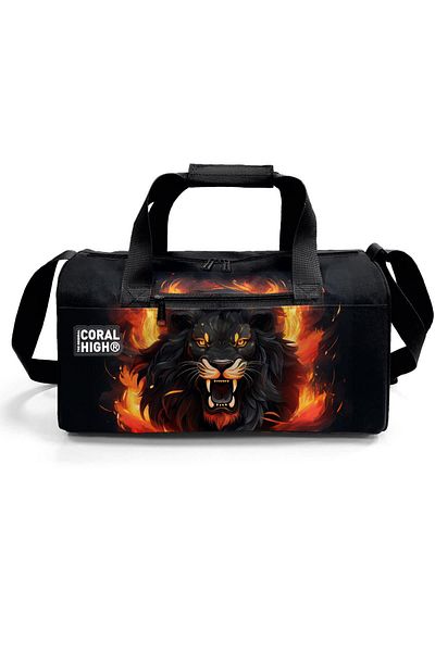 Coral High Black Lion Patterned Sports Bag 27540