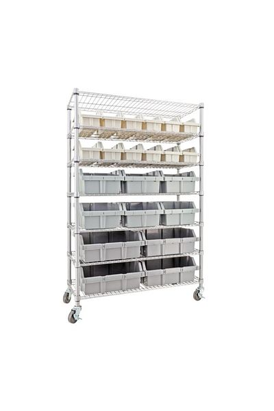 Seville Classics 23-Piece Commercial 7 Shelf Storage Rack with 22 Bins