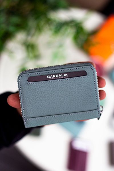Garbalia Sydney Genuine Leather Unisex Mint Green Wallet with Coin Eyes and Zipper