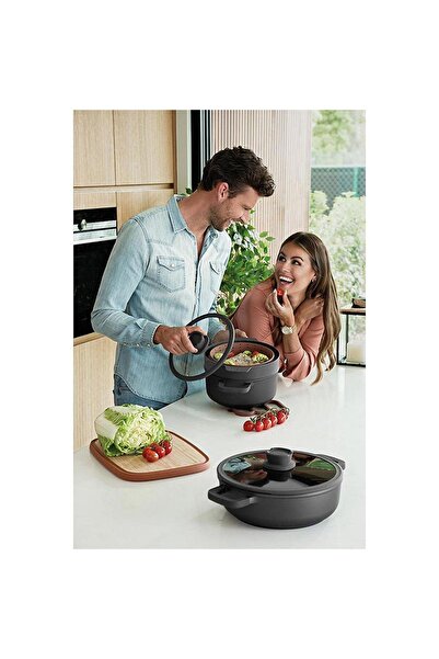 Berghoff Leo stone non-stick aluminum cast deep pot with lid 24x14 cm