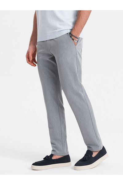 OMBRE Elegante Herren Chinohose SLIM FIT - hellgrau V1 OM-PACP-0191 XXL