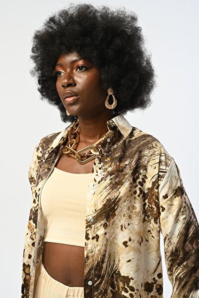 Orfeo Negro Women's Mixed Patterned Oversize Cut Shirt