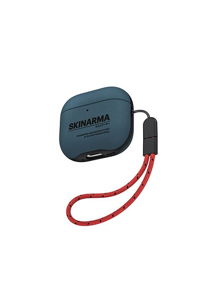 Skinarma AirPods 4 Case Skinarma Pu Leather Designed Spunk Earphone Case Blue