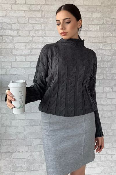 GÜLSELİ Pulover de damă cu model pe jumătate de gât antracit