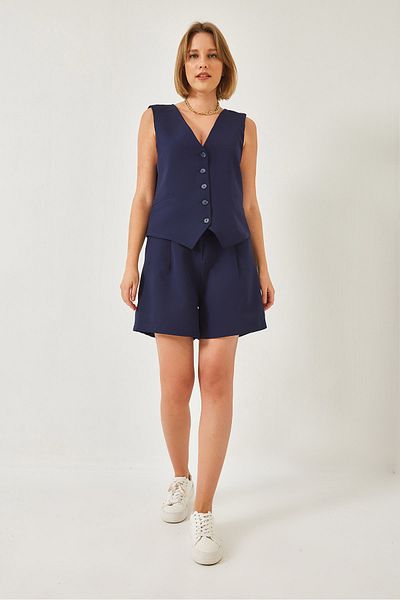 Bianco Lucci Women's V-Neck Vest Shorts Set 60316 60271017