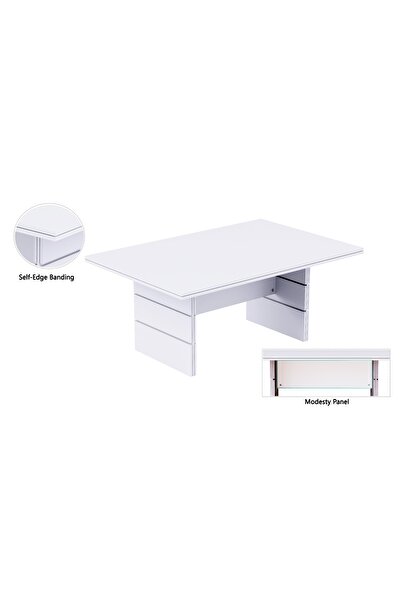 Mahmayi Zelda Conference Table | Office Conference cum Meeting Table, White_240cm