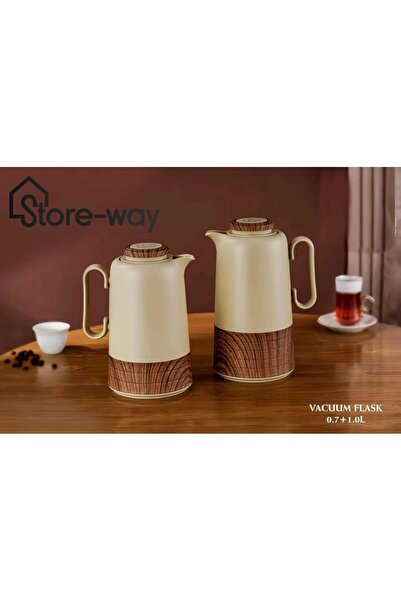 Storeway طقم ترمس مفرغ من الهواء - 0.7+1.0 لتر