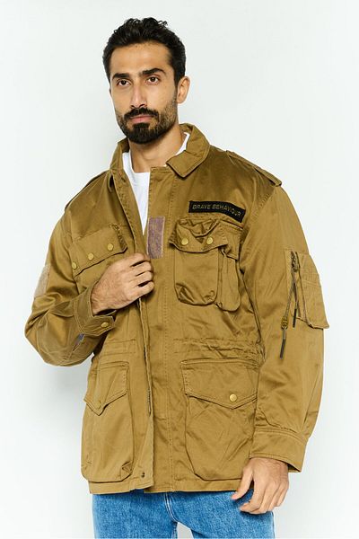 Diesel Men Plain Jacket Shirt, Khaki
