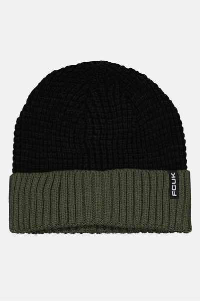 Fcuk Men Colorblock Beanie, Black