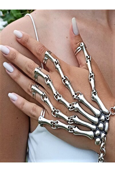 oldskoolbutik Gümüş İskelet El Şahmeran Bileklik