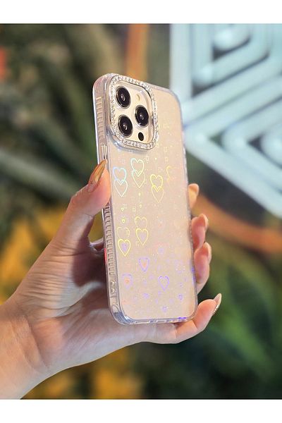 OSG حافظة فاخرة فاخرة ممتصة للصدمات لهاتف iPhone 14 Pro Max متوافقة مع نمط القلب المتغير في الضوء