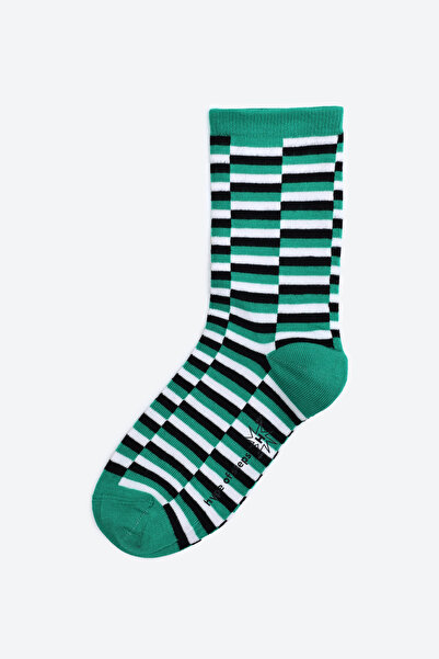 Hype of Steps Green Tiles - Yeşil Çizgili Çorap