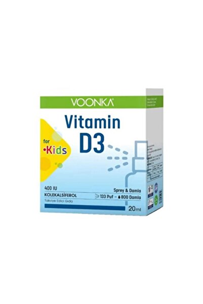 Voonka Vitamin D3 For Kids 400 IU Sprey & Damla 20 Ml 8683655089235