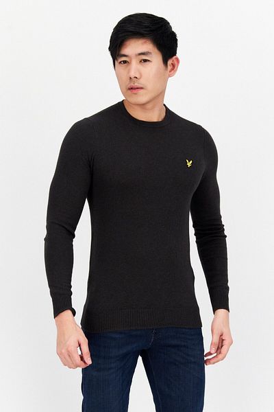 Lyle & Scott Men Crew Neck Brand Logo Sweaters, Charcoal