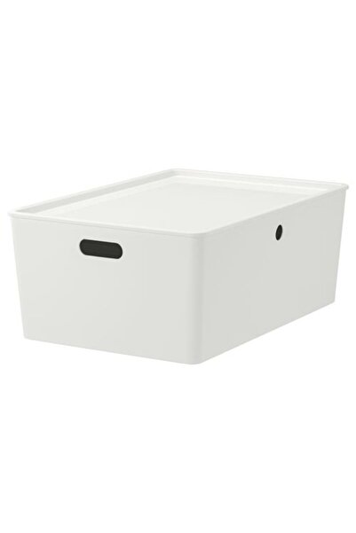 IKEA - KUGGIS, kapaklı kutu, beyaz, 37x54x21 cm
