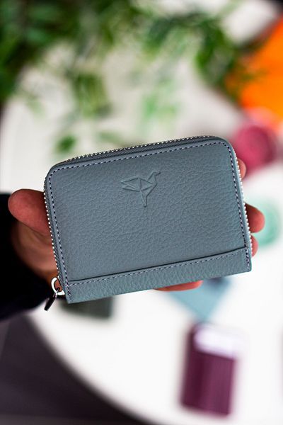Garbalia Sydney Genuine Leather Unisex Mint Green Wallet with Coin Eyes and Zipper
