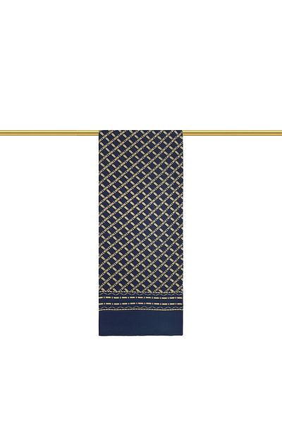 Bursa İpek Navy Blue Patterned Men's Silk Cashew