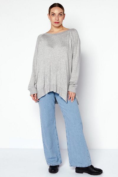 Felina Women Textured Full Sleeves Sweater, Grey