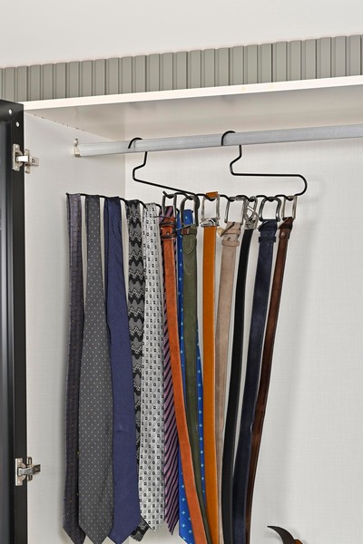 Edora Home Set de dulapuri cu umeraș în zig-zag, negru mat, 5 piese - Organizator pentru curele și eșarfe din metal inoxidabil