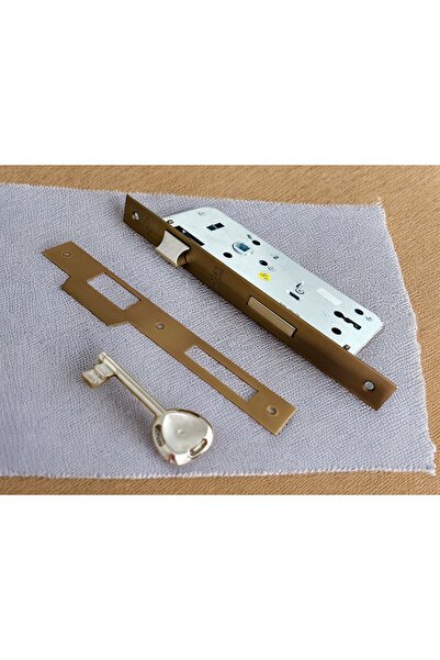 KOLDOOR Özen Handles Mat Antik Sarı İç Kapı Gömme Oda Kilit 40/90/23 Kare 40 Mm 1 Adet
