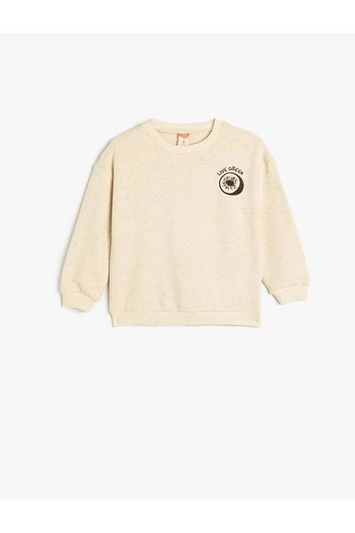 Koton Embroidery Detailed Long Sleeve Crew Neck Cotton Sweatshirt