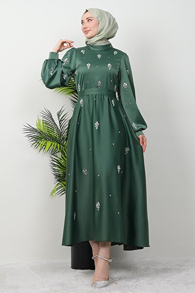 giz astore Ada Saten Abiye Soft Yeşil