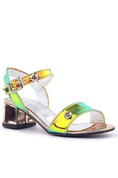 hapshoe Pony Hologram Cupru Verde Toc Gros Fete Stone Detaliat Pantofi Rochii De Seara