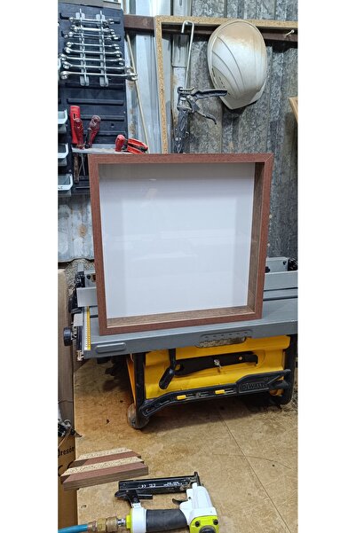 Home Emass Kuru Gül ahşap Çiçek Çerçevesi 40 X 40 Ceviz Pleksi Camlı