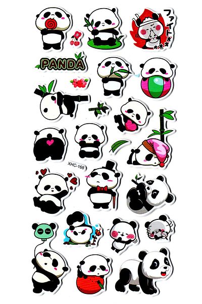 Limmy Cute Funny Panda - Ανάγλυφο αυτοκόλλητο και αυτοκόλλητο ετικέτας (XHC168) - 18x9 cm