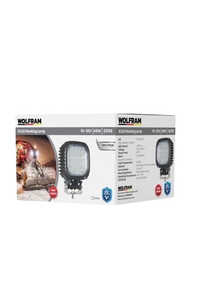 WOLFRAM Led Kare Çalışma Lambası Ağır Hizmet 4.160 Lümen Flood 10/30V E-Belge...