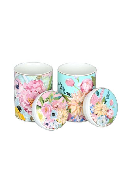 Lucky Art Peony Bone 2-Piece Jar Set 600ml