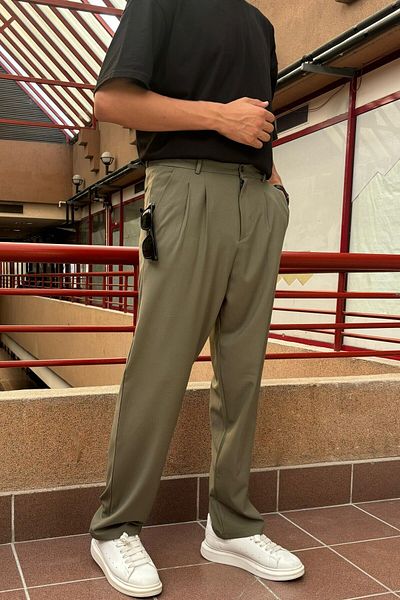 wamoss 2025 Model - Relaxed Fit Double Pleated Baggy Pants, Wide Leg - Pl15