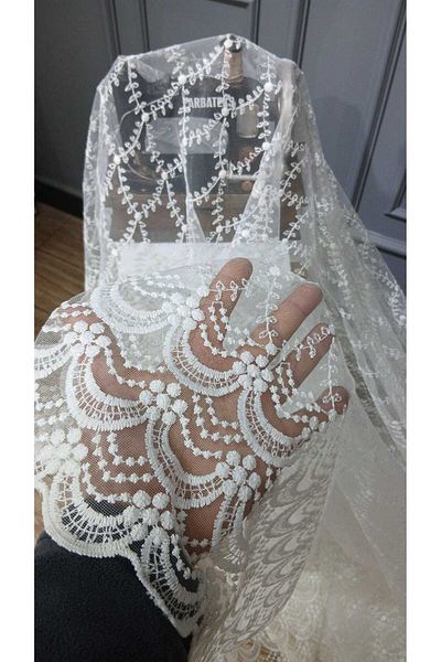 farbateks Embroidery New Eco Series Cluster Pattern Embroidery 2 Layers Pleated Tulle Curtain