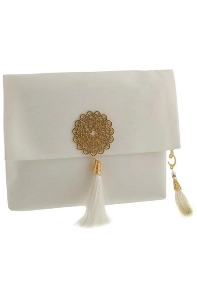 Modish Group Taffeta Prayer Rug with Slub Pouch and Pearl Vav Prayer Beads Set, Portable Prayer Set