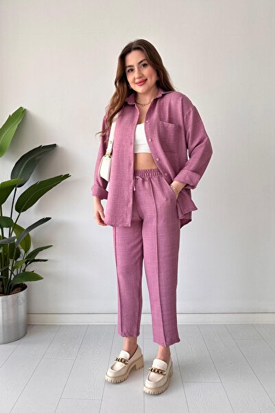 MaziButik Dusty Rose Linen Double Set