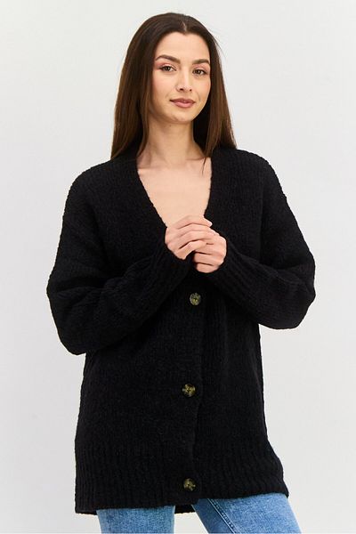 Hugo Boss Women Knitted Button Detail Cardigan, Black