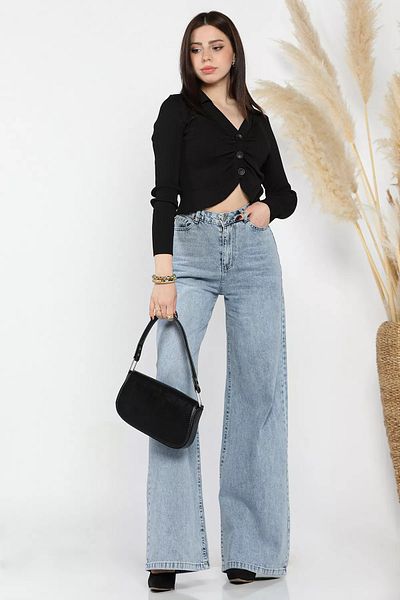 GÜLSELİ Pantaloni de damă Ice Blue Palazzo Jeans