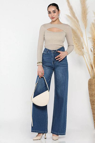 GÜLSELİ Pantaloni de damă Palazzo Jeans bleumarin