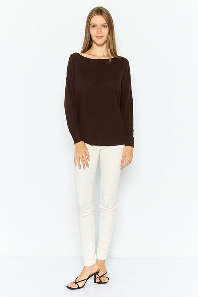 Esprit Women Boat Neck Knitted Sweater, Brown
